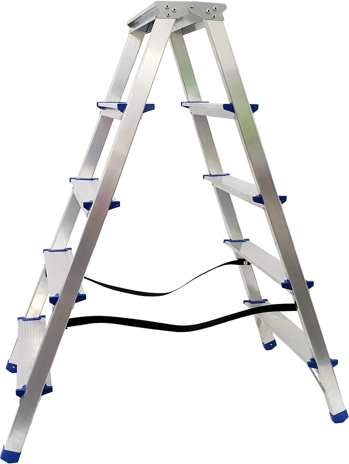 Alu Doppelstufenleiter - Aluminium Leiter - Trittleiter Bockleiter Haushaltsleiter Klappleiter Klapptrittleiter - TÜV geprüft, EN 131 - bis 150 Kg (5 Stufen - 100 cm)
