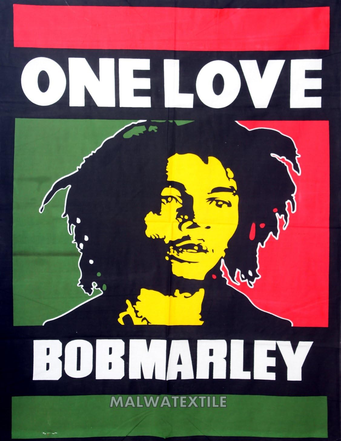Malwa textile Bob Marley One Love Cotton Wall Hanging Tapestry Poster Wall Decor,Home Art Yoga Poster 30x40 Inch