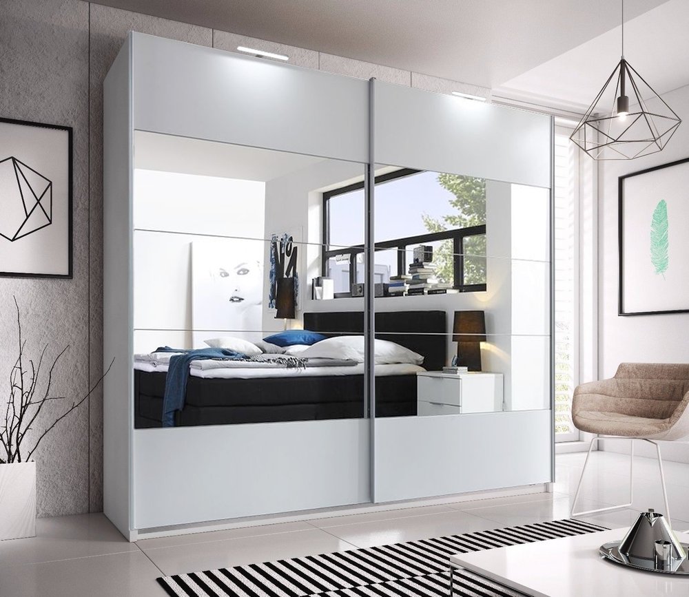 Arthauss Modern Bedroom Mirror Sliding Door Wardrobe 215cm