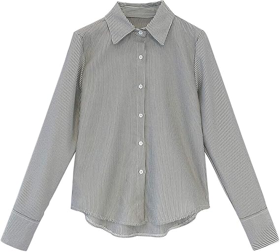 Amazon Bole Kk ストライプ ブラウス シャツ レディース オフィス 長袖 ワイシャツ 事務服 ビジネス オフィス おしゃれ 大きいサイズ 通勤 可愛い シャツ ブラウス 通販