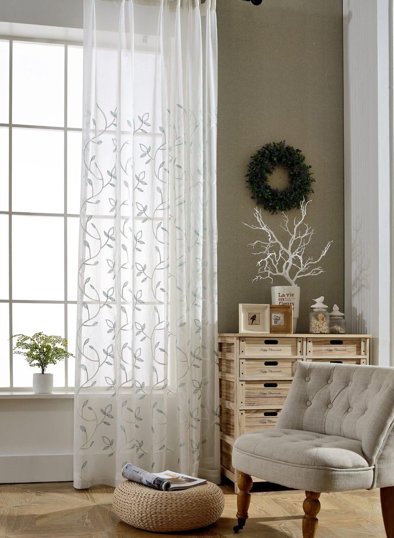 Amazon Com Tiyana Embroidery Voile Sheer Curtains Rod Pocket Top