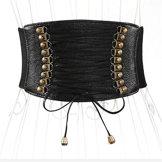 Amazon Honel コルセットベルト レディース 幅広 ベルト コルセット サッシュベルト おしゃれ 太ベルト レザー 黒 ベルト 通販