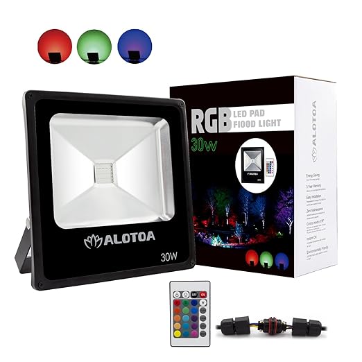 ALOTOA 30W Foco proyector RGB LED, con Control Remoto, 16 Colores ...