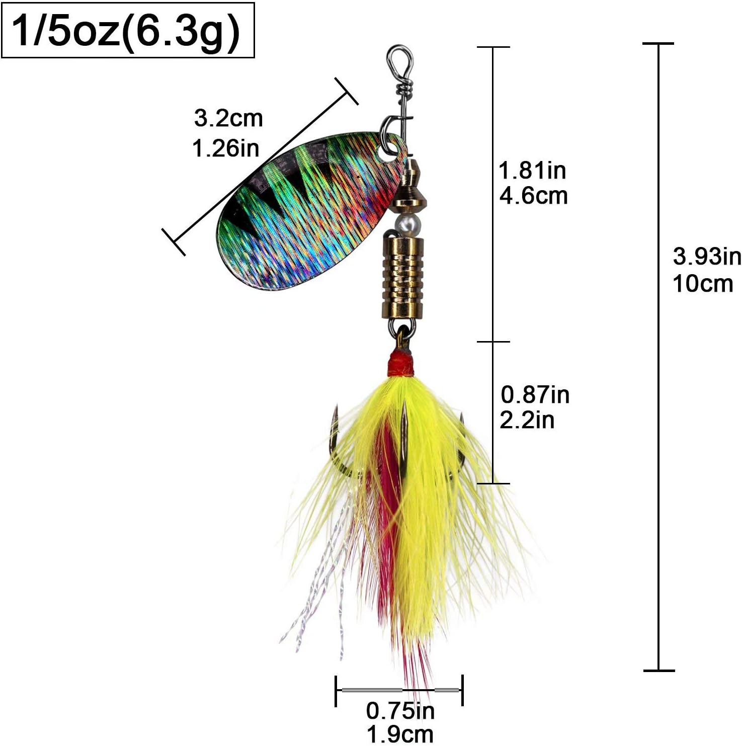 THKFISH Spinner Baits Fishing Spinners Spinnerbait Trout Lures Fishing Lures for Bass Trout Crappie B-1/7oz 8pcs : Sports & Outdoors