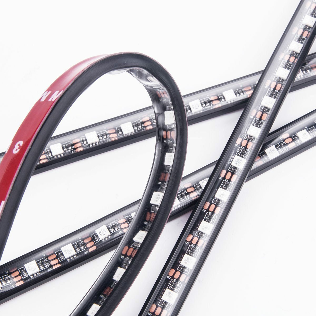 YaphteS Car LED Strip Lights 4pcs 48 LED Multicolor with Sound Active Function and Waterproof Wireless Remote Control Car Interior Lighting Kit