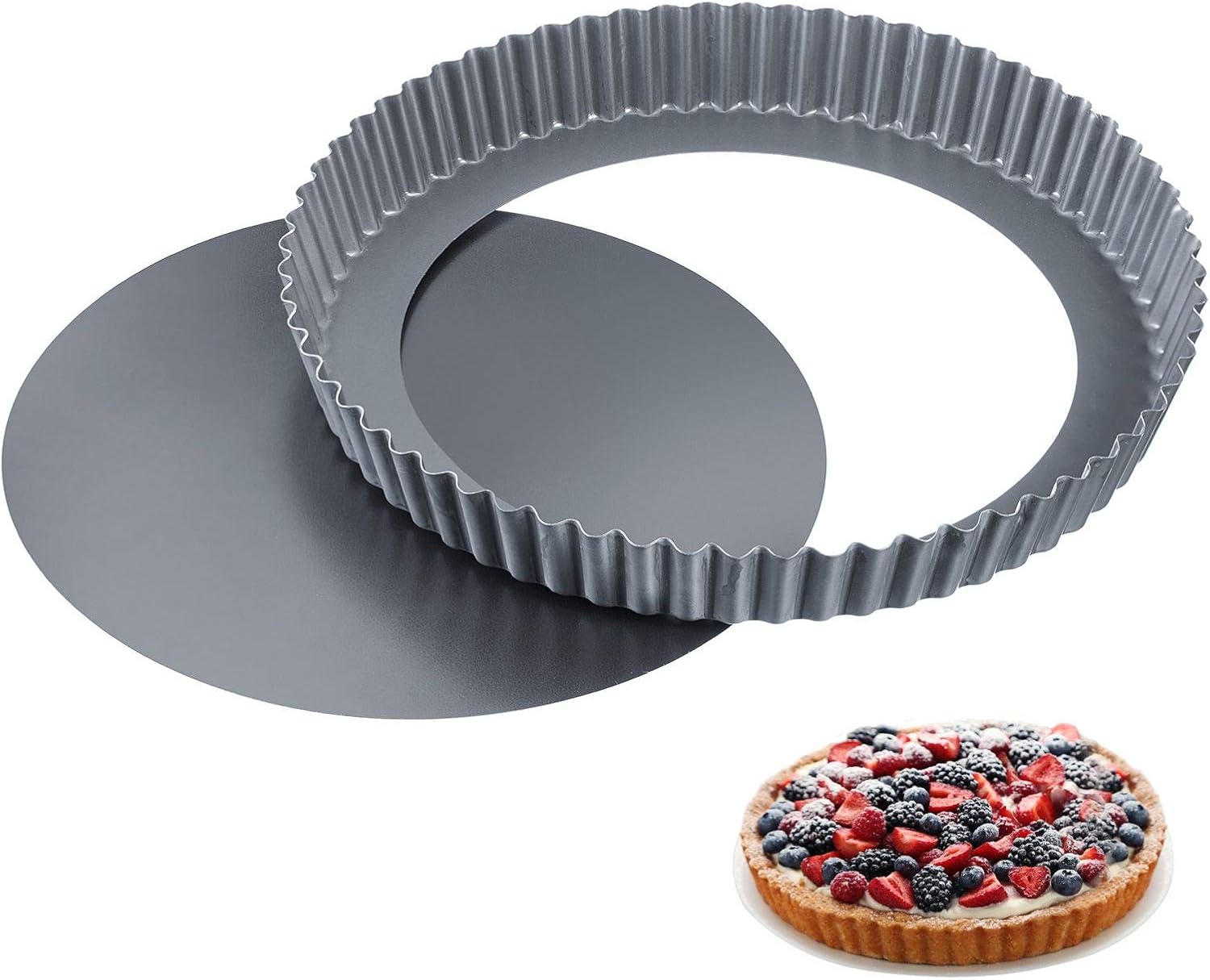 Westmark Quicheform, Mit Hebeboden, Rund, Durchmesser: 28 cm, Antihaftbeschichtet, Kaltgewalzter Stahl, Backprofi, Anthrazit, 33932260