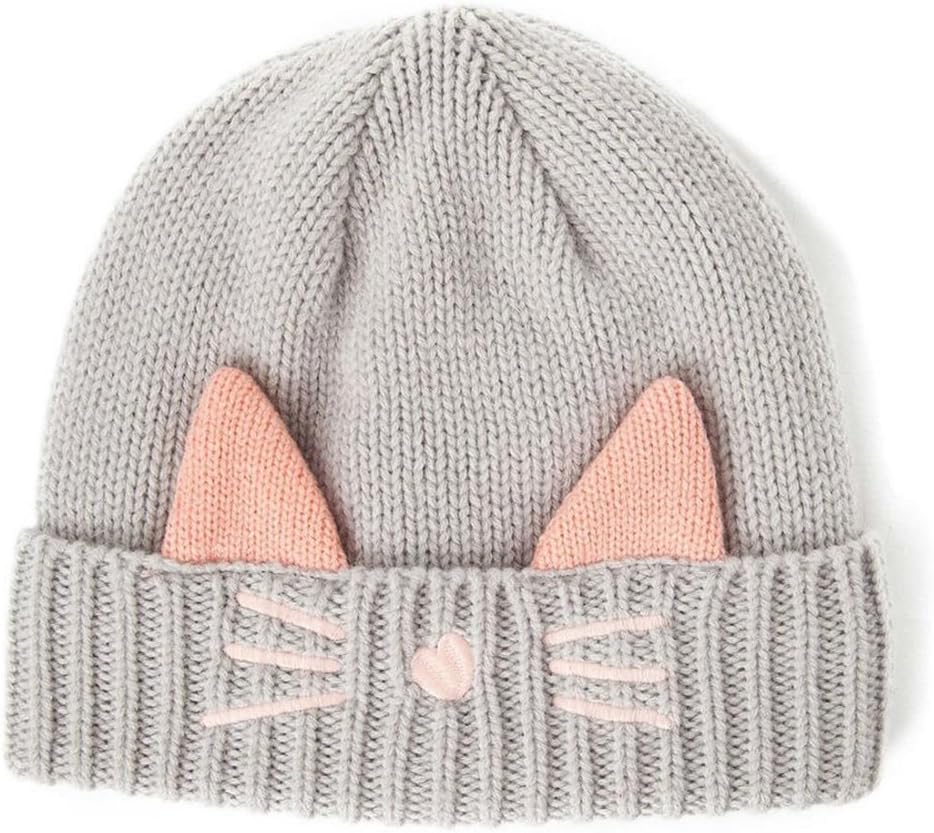 Zgllywr Women's Hat Cat Ear Crochet Braided Knit Caps Grey