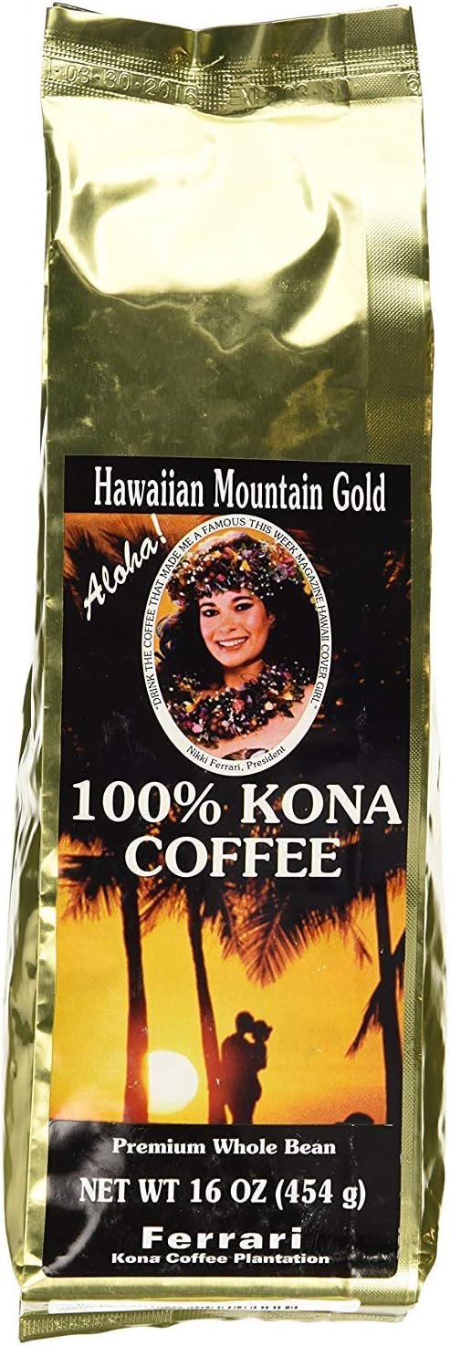 100% Kona Coffee, Medium Roast, Whole Bean, 1 lb.