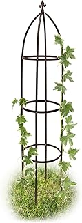 Relaxdays Rankhilfe Obelisk Metall 190 cm, Ranksäule witterungsbeständig freistehend f. Kletterpflanzen u. Rosen, braun