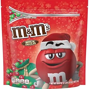 M&M's Milk Chocolate Red & Green Christmas Candy, Great for Holiday Baking, 38 Oz