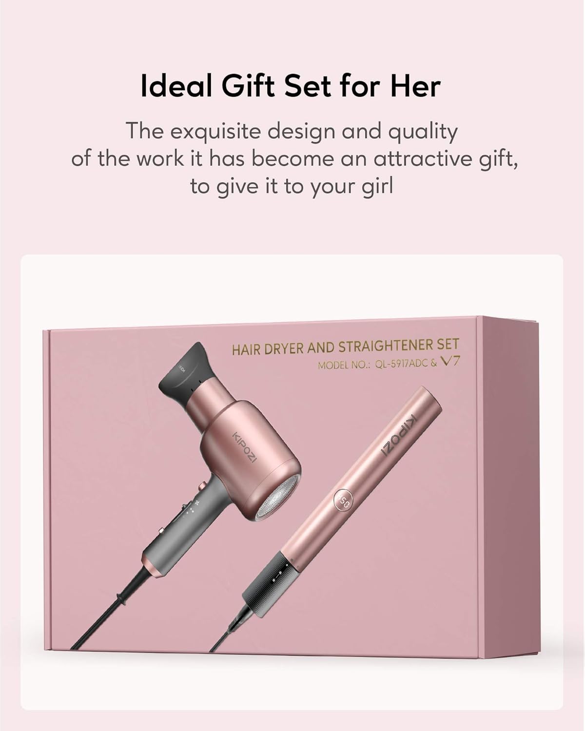 KIPOZI Hair Dryer, Blow Dryer and Hair Straightener Set, All in 1 Hairdressing Suit for Curling Iron, Flat Iron, Salon Negative Ionic Drying, 1875W Powerful: Beauty