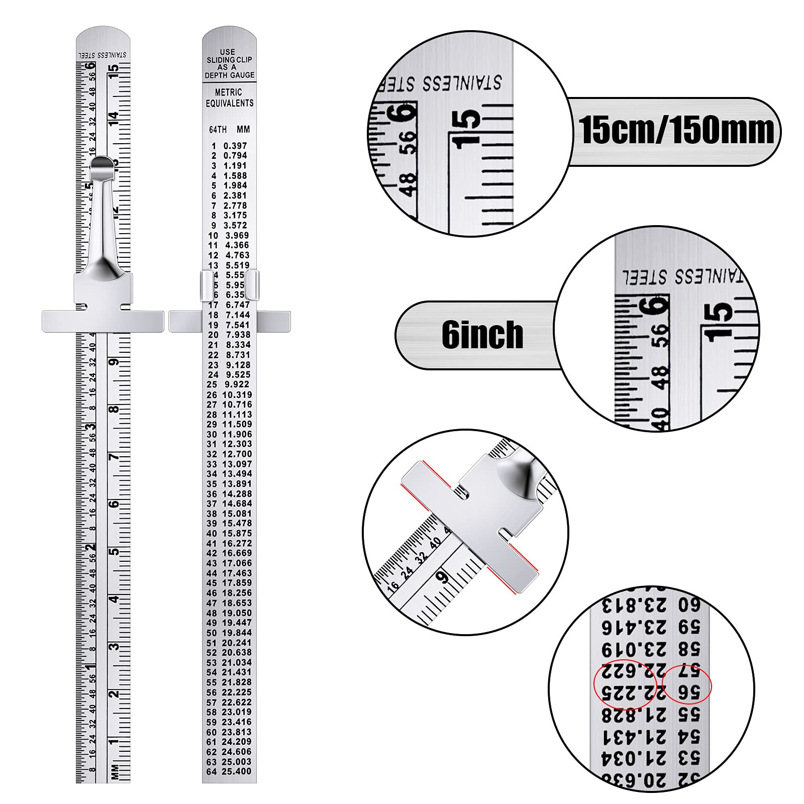 Metric Pocket Ruler Mua TOODOO 4 Pcs Pocket Ruler 6 Inch and 12 Inch Metal Rulers with Inch ...