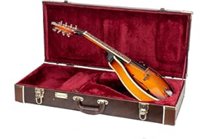 Crossrock Rectangular Wooden Case fits A-style Mandolins, with Accessory Compartment, Stainless Steel Latches, Metal Feet-Vintage Brown (CRW620MABR-R)