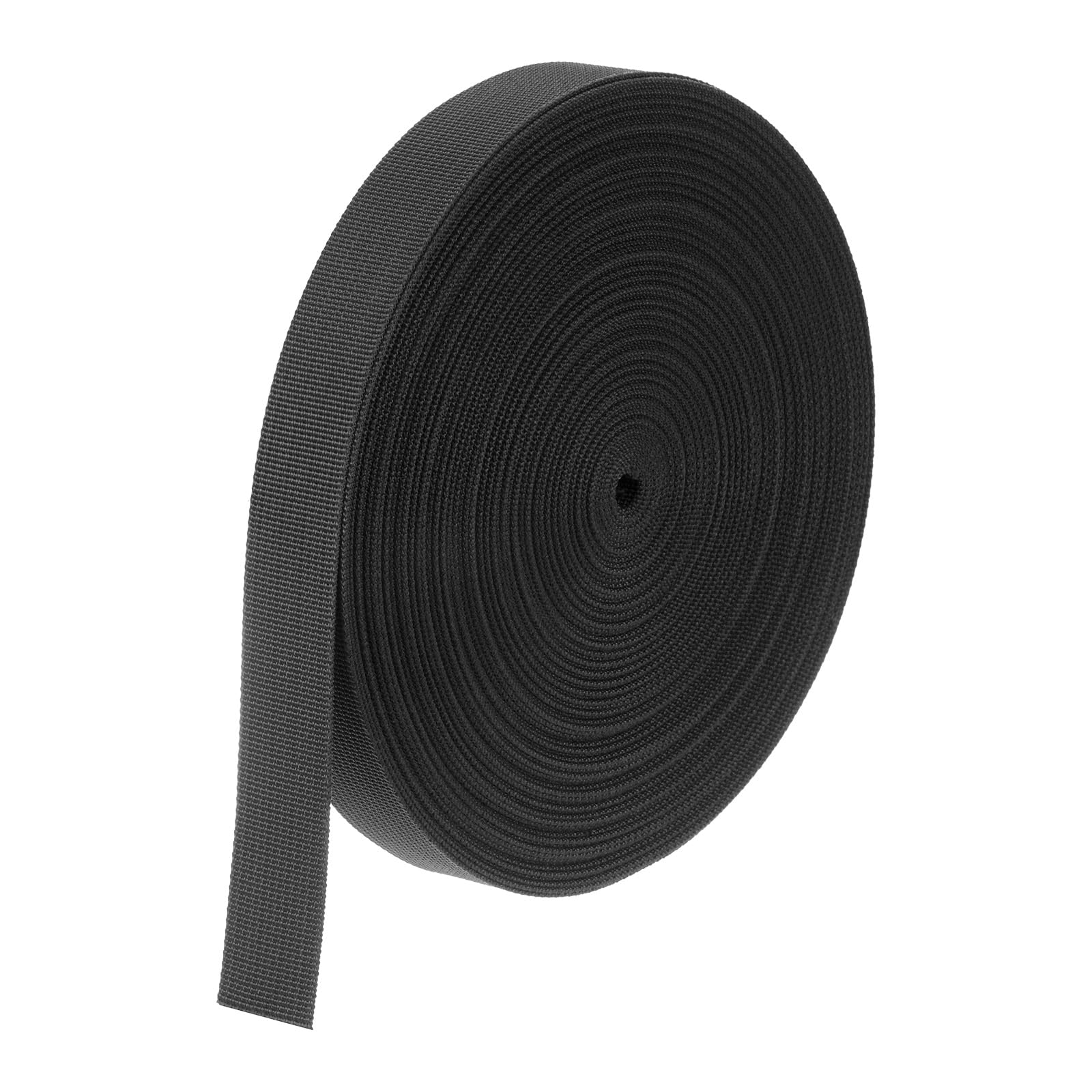 M METERXITY Flat Nylon Webbing Strap 1 Inch Wide 10 Yards Strong Nylon Strapping Upholstery Backpack Straps for Bags/Luggage/Cargo/Repairing/Indoor Outdoor [Black, 1.1mm Thk]