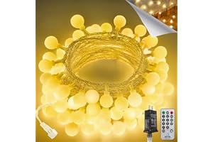 LORRYTE 43FT 100LED Connectable Globe String Lights | 8 Modes Fairy Lights Plug in with Remote | Warm White Mini Globe Light for Indoor Outdoor Bedroom Wedding Party Garden Christmas Tree Decor