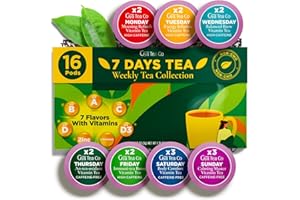 Gya Tea Co 7 Days Collection Tea Gift Set (16 ct) - Weekly Assorted Tea Pod Variety Pack with 7 Flavors Rich in Vitamin A B C D & D3 for Nourish & Energy
