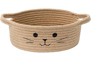 TIMEYARD Small Storage Basket for Dog Toys, Cute Cat Toy Basket, Woven Baskets for Organizing, Jute Baskets for Gifts Empty, 