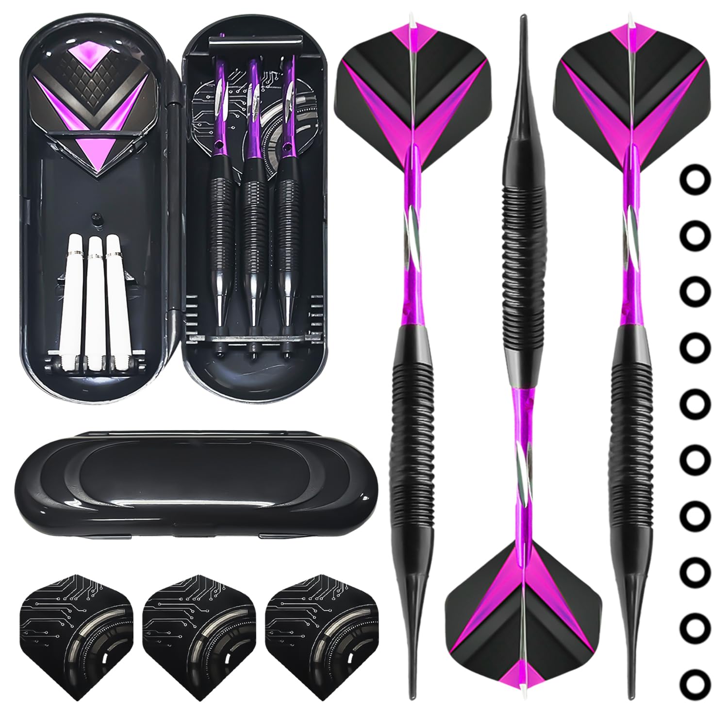 MAXQUU 1 Set of Darts with Plastic Tips, Soft Dart Set Accessories, Dart Arrows, Electronic Dart Needle, Professional Soft Darts (Purple)