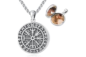 EUSENSE Picture Locket Necklace for Women Men Rose 14K Real Gold 925 Sterling Silver Jewelry Heart Locket Necklace that Holds Pictures Tree of Life Viking Wolf Celtic Knot St Christopher St Michael Pendant