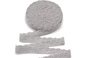 SUYUN WELL 15 Yards 1.13 inch('') Wide Lace Trim Vintage Lace Ribbon Crochet Lace Scalloped Edge for Bridal Wedding Decoration Christmas Package DIY Sewing Craft Supply (Gray, 1.13inch)
