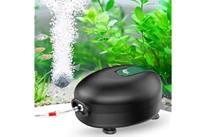 AQQA Aquarium Air Pump Quiet Fish Tank Aerator Pump Powerful Oxygen Pump Single Outlet Air Pump Bubbler with Air Stone Tubes Check Valves for Hydroponics Water Tank (2.5W for Up to 40 Gal Tank)