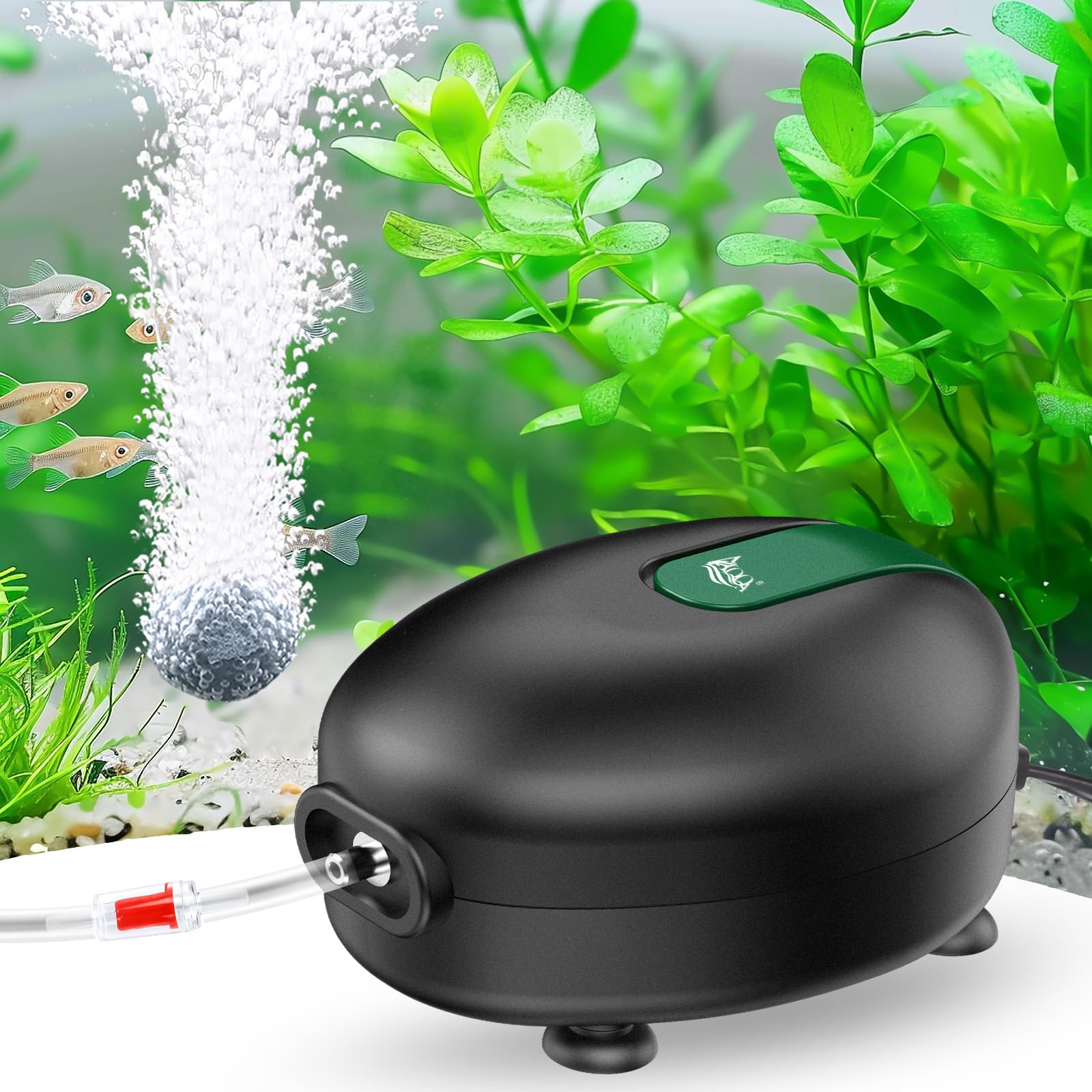 AQQA Aquarium Air Pump,Quiet Fish Tank Oxygen Pump Powerful Fish Tank Pond Aerator Pump with Accessories