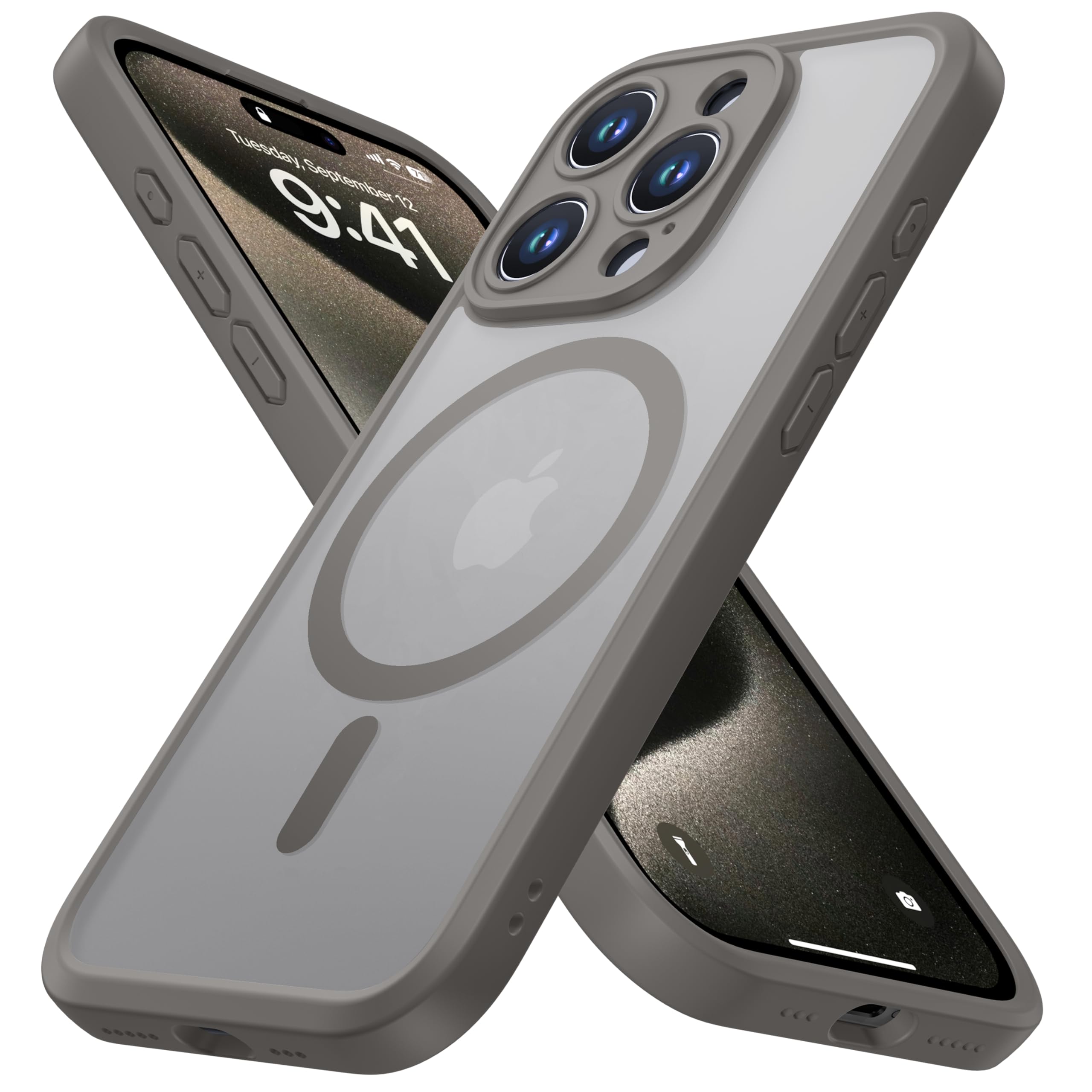Photo 1 of ImpactStrong Magnetic Guard Designed for iPhone 15 Pro Max Case [Camera Protection] [Military Grade Drop Tested] [Compatible with MagSafe] Slim Translucent Matte Phone Case (6.7") - Gray