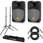 Behringer 2X EUROLIVE B112D HP 2-Way 12" PA Speaker System W/2 Cables / 2 Stands