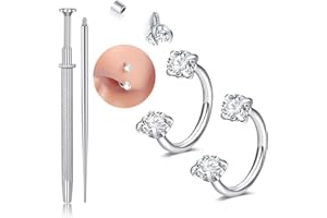 Longita 18g 20g Horseshoe Nose Ring Double Gem Horse Shoe Nose Ring Hoop for Women Hypoallergenic Surgical Steel Half Helix Tragus Earring Hoop Labret Lip Piercing Jewelry Silver Septum Rings 20 gauge