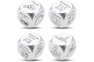 TI-EDC Valentines Day Boyfriend Gifts Date Night Dice Gifts for Couple Girlfriend Food Decision 4pcs Anniversary Steel Dice Gifts Couple Game for Him Her Birthday Wedding Gifts for Husband Wife Date Night