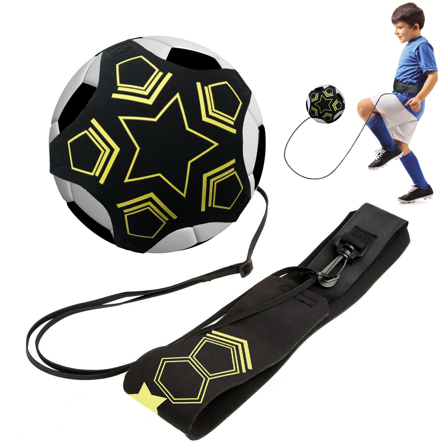 JOOTUEPO Football Kick Trainer - Flexible Adjustment Belt, Hands Free Training Aid for Football Skills Practice