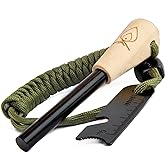 Texas Bushcraft Fire Starter - 3/8" Thick Ferro Rod with Striker and Paracord Wrist Lanyard &ndash; Waterproof Flint Fire Steel Survival Lighter for Your Camping, Hiking and Backpacking Gear