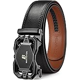 BOSTANTEN Mens Belt Leather Ratchet Belt For Men Dress and Casual with Adjustable Buckle, Trim to Fit