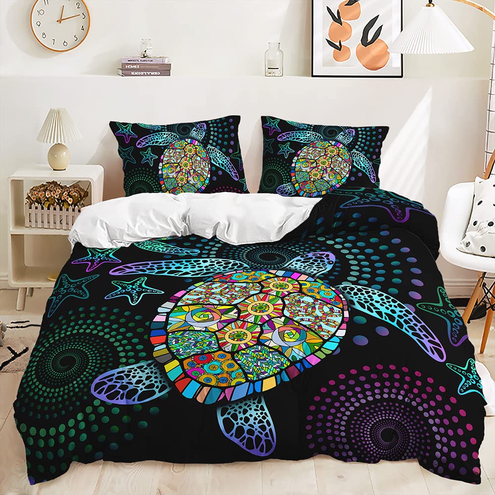 Lunoroey Turtle Duvet Cover King Size Bed Turtle Printed Bedding Set with Pilowcase Soft Easy Care Quilt Cover Set For Kids And Adults — image 1