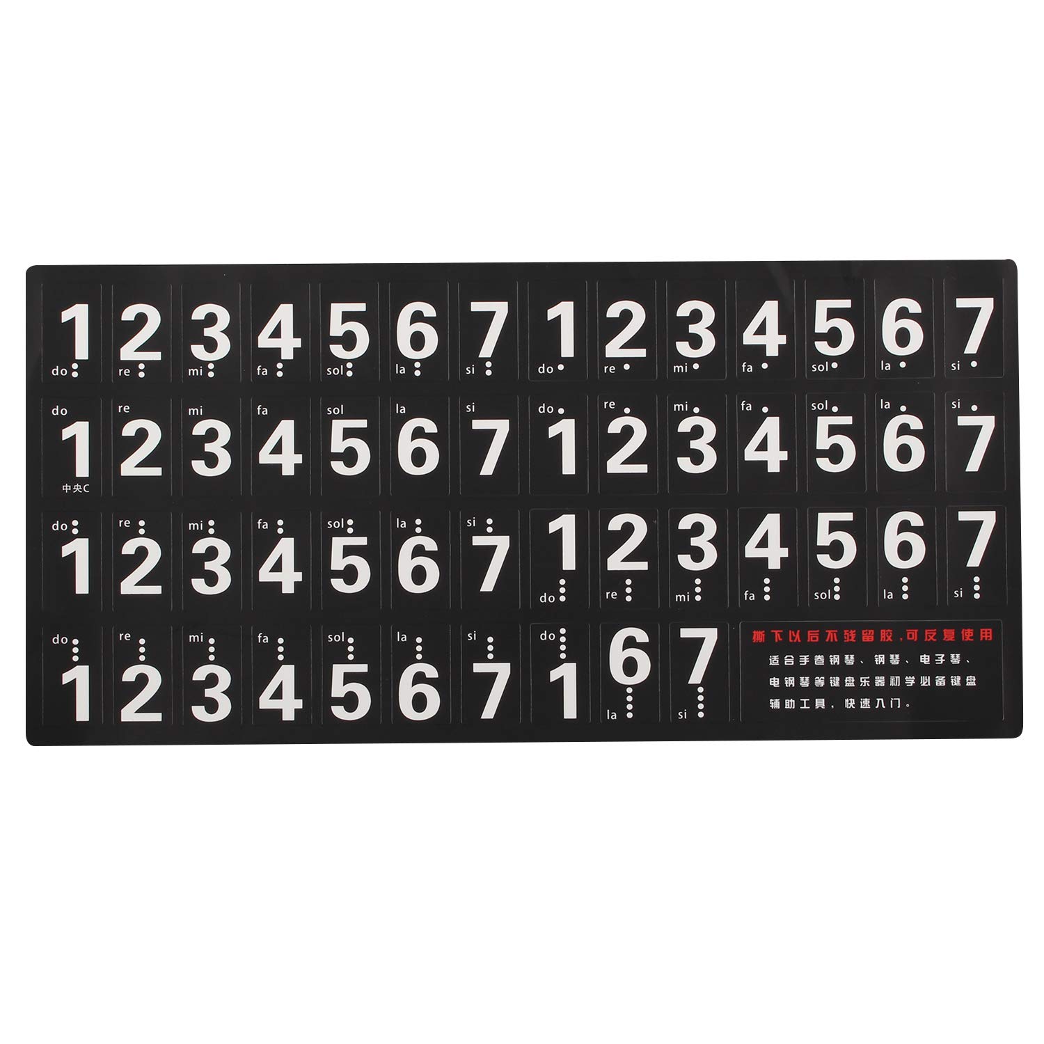 Futheda Keyboard or Piano Stickers for 54/61 Key Keyboards, Removable Piano and Keyboard Music Note Black Keys Stickers with User Guide, Perfect for Kids and Beginners