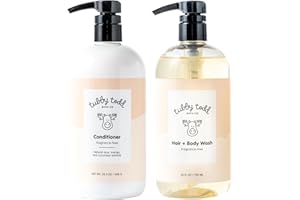 TUBBY TODD Hair Duo - Baby Shampoo and Conditioner Set - Gentle & Moisturizing Hair Care - Hypoallergenic, Non-Irritating - For Newborns, Toddlers & Kids - 25 Fl Oz & 24.3 Fl Oz - Fragrance-Free