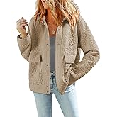 Dokotoo Jackets for Women Casual Long Sleeve Collared Jacquard Coats Trendy Button Down Shacket Jacket with Pockets