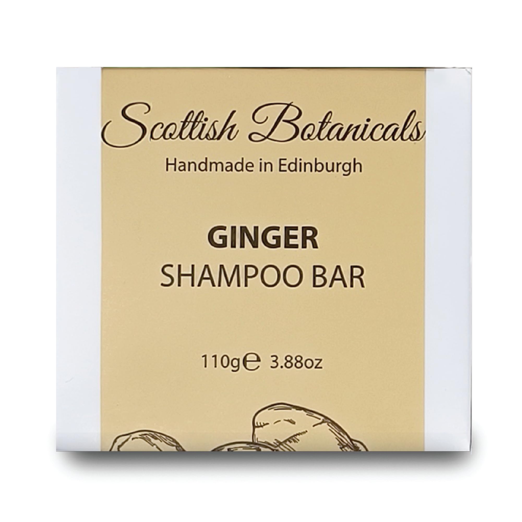 Ginger shampoo bar - Stimulates and Refreshes, Deep Cleansing, Vegan, Cruelty Free, No SLS or Parabens, Handmade in UK, 110g, Scottish Botanicals by DIANA DRUMMOND