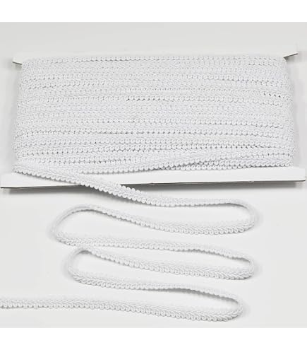 49 Yards White Gimp Braid Trim – 1/4 Inch Woven Polyester Ribbon For DIY Curtains & Sewing Crafts-380884