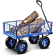 Landworks Lawn & Garden Utility Cart/Beach Wagon, All Terrain, w/Heavy Duty Removable Side Meshes, 400 lbs Cap, Blue