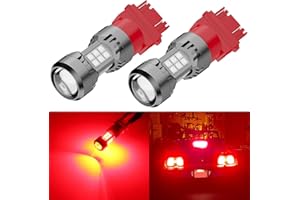 PHINLION 3157 Red LED Light Bulb, Super Bright 3030 30-SMD 3056 3057 4157 3047 4057 3457 LED Brake Tail Stop Turn Signal Blinker Lights Replacement, Pack of 2
