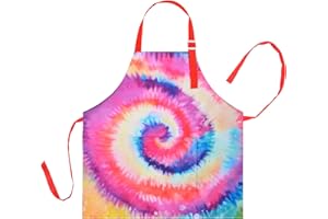 NIDOUL Kid Girls Boys Apron, Adjustable Kitchen Cooking Chef Apron with Pocket for Cooking Baking Art Painting Gardening,Tie Dye, 6-12Years