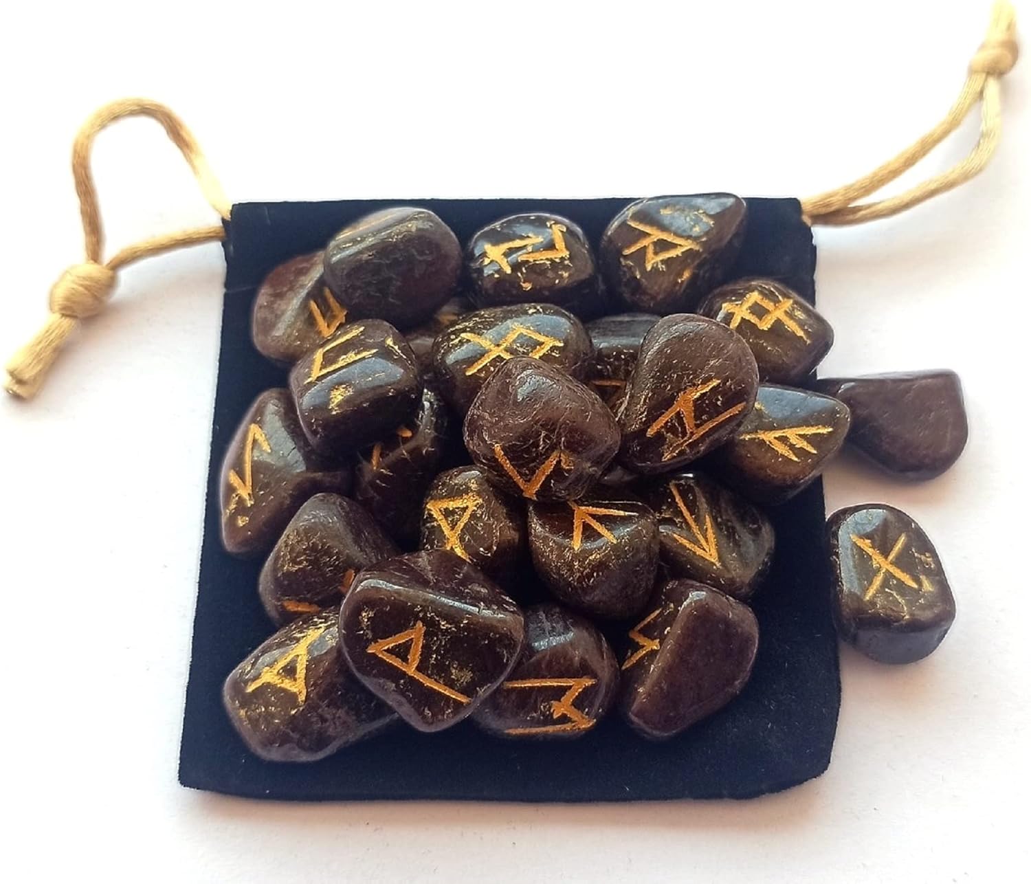 Indoor Fountains & Accessories - WholesaleGemShop Gemstone Garnet Rune Set with Velvet Bag