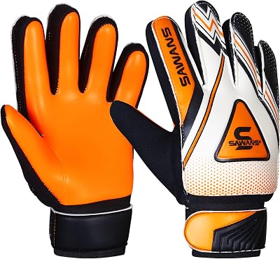 SAWANS Football Goalkeeper Gloves Youth Kids Kids Size 2 Black Orange