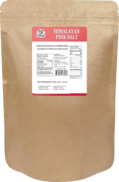 52USA HIMALAYAN PINK SALT COARSE, PINK HIMALAYAN SEA SALT, COARSE GRAIN 2 LB, HIMALAYAN SALT, PINK SALT, ROCK SALT FOR GRINDER REFILL, NO ARTIFICIAL COLORS, NO ADDITIVES, NO GLUTEN, KOSHER CERTIFIED
