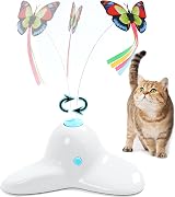 Vealind Interactive Cat Toy Cream White 360° Rotating Butterfly Teaser