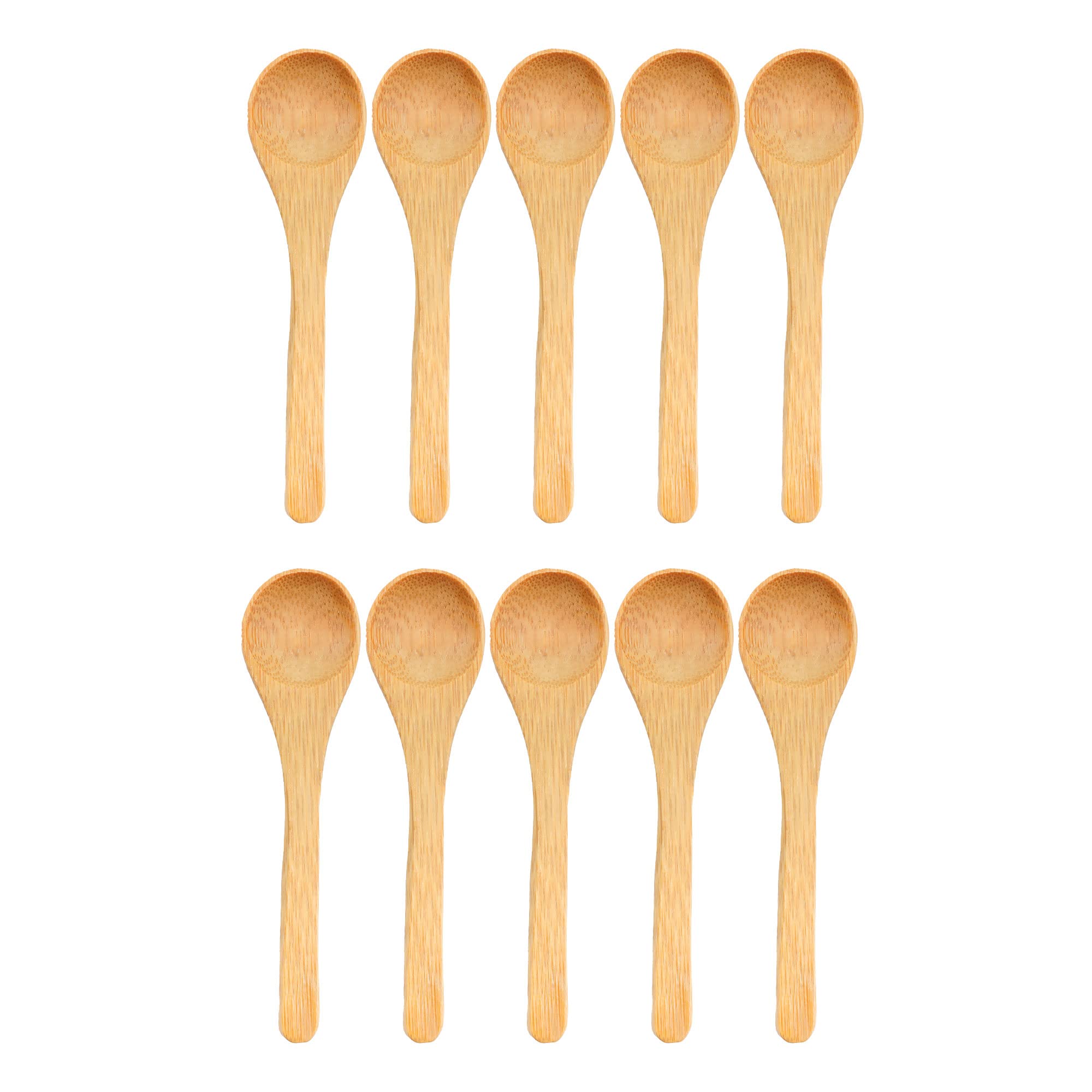 BambooMN Bamboo Spoons - Round Head Small Solid Bamboo Spice/Salt/Sugar Spoons, Carbonized Brown 3.5" - 100pcs