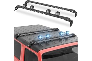 YZONA 400 LBS Roof Rack Cross Bars with 4 Pcs LED Lights Bar Compatible for 2007-2025 Jeep Wrangler JK JKU JL JLU Unlimited & Gladiator JT Hardtop, Roof Rail Crossbars Cargo Carrier Rooftop Luggage