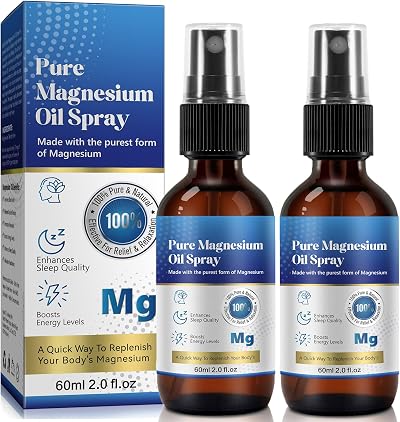 Bieyoc Magnesium Oil Spray 2 Pack 60ml Glass Bottle Travel Size