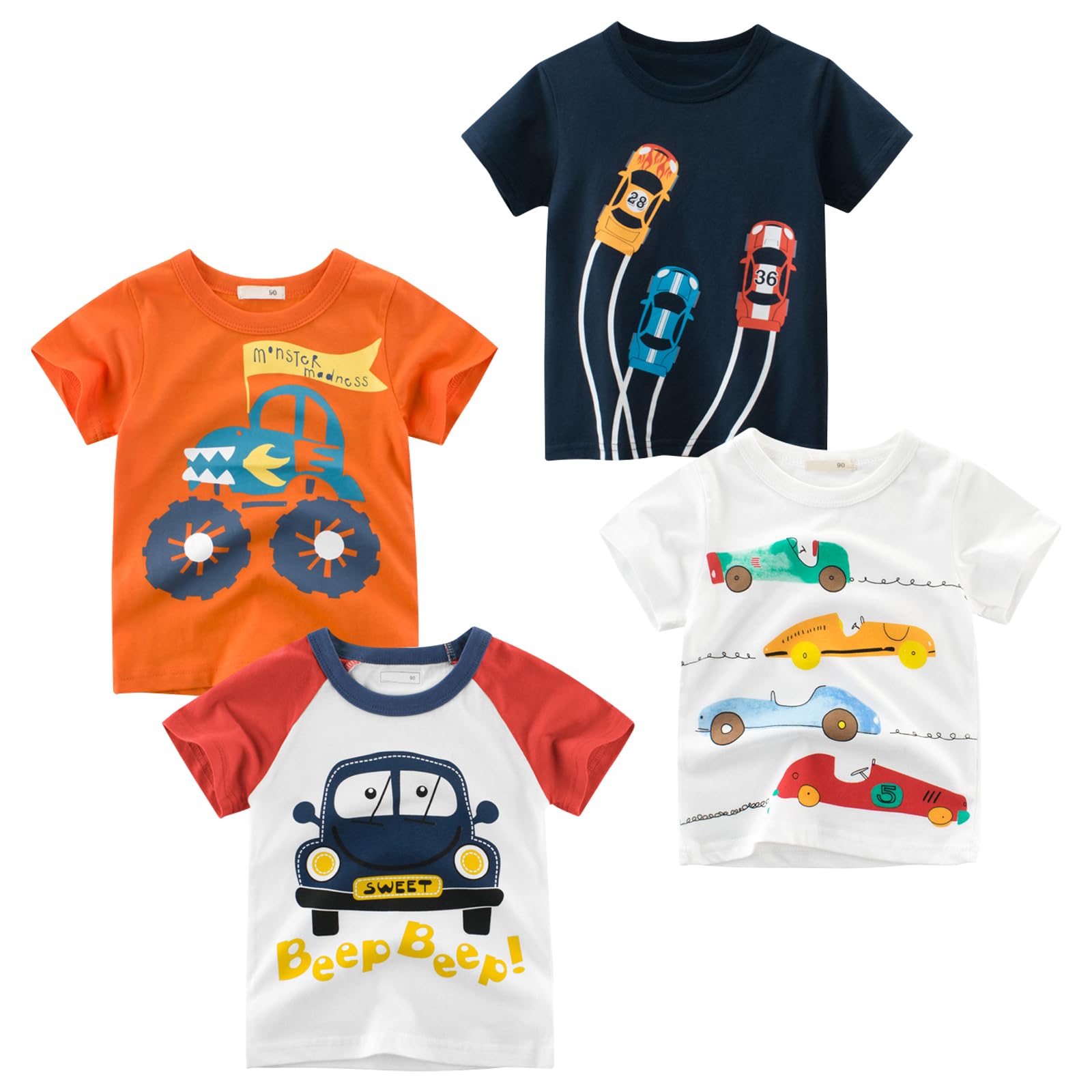 Photo 1 of Toddler Boys Shirts Short-Sleeve Little Kids t Shirts Boys' Tops, Tees & Shirts Graphic TEE Age for 2-7 Years 4-Pack
